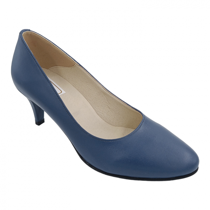 Pantofi damă eleganți, piele naturală box, toc cui, albastru. SANDALI [2]