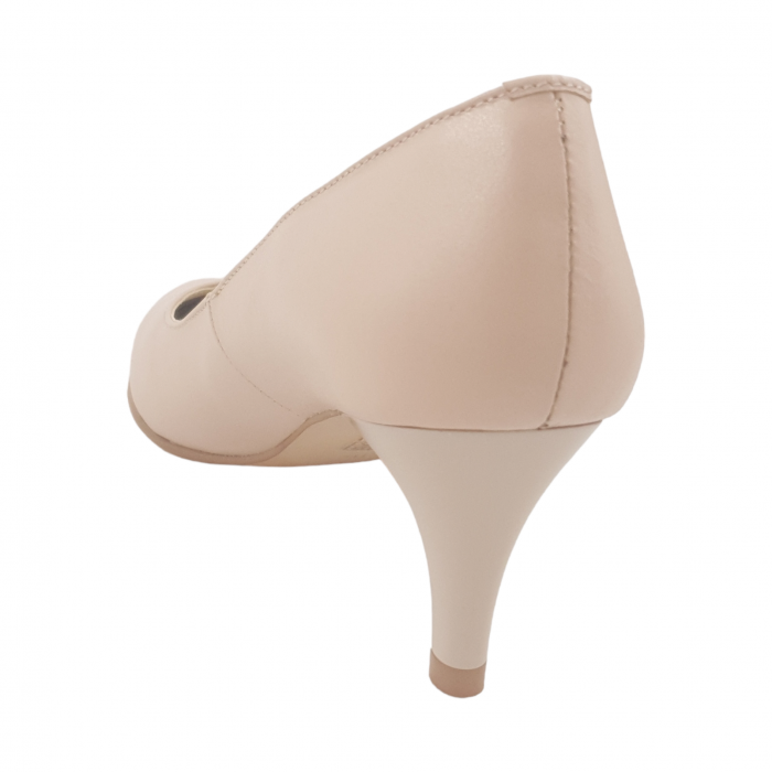 Pantofi damă eleganți, piele naturală box, toc cui, bej-roz. SANDALI [2]