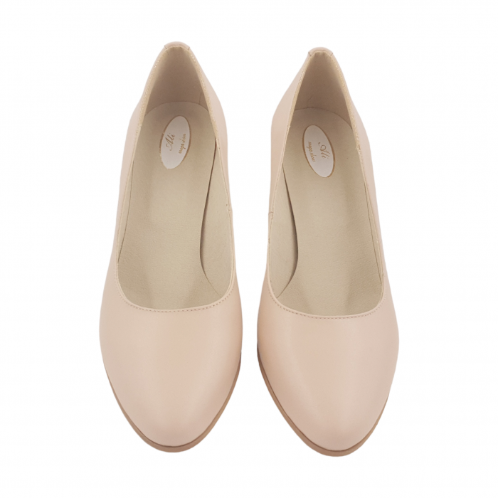 Pantofi damă eleganți, piele naturală box, toc cui, bej-roz. SANDALI [3]
