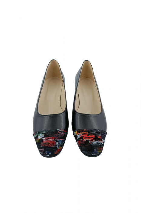 Pantofi damă eleganți, piele naturală box, toc gros, negru, picasso, Sandali [3]