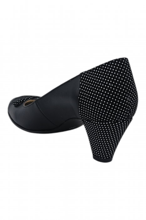 Pantofi damă eleganți, piele naturală, vârf rotund, toc mic si conic, negru [4]