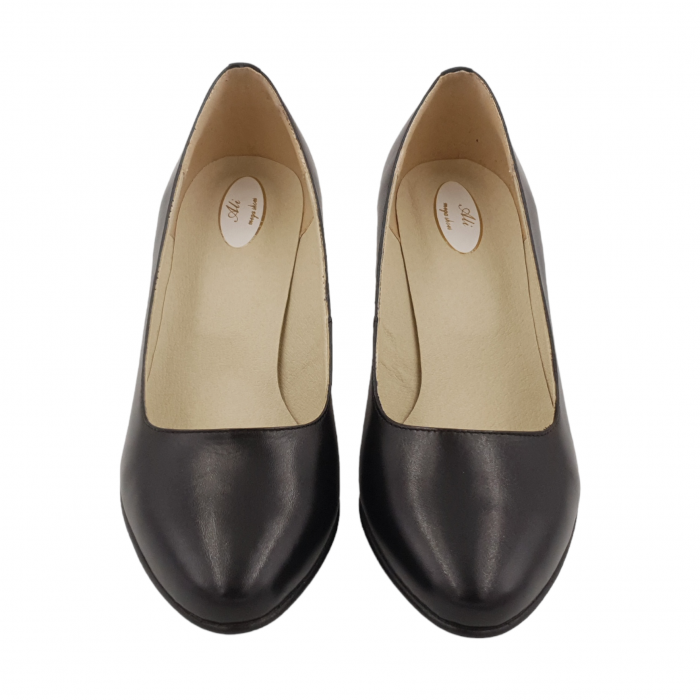 Pantofi damă eleganți, piele naturală, toc cui, negru, Sandali [3]