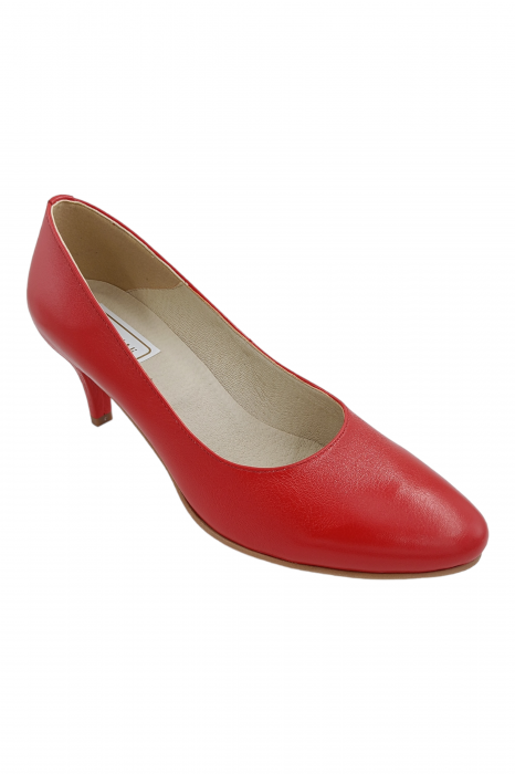 Pantofi damă eleganți, piele naturală, toc cui, roșu, Sandali [2]