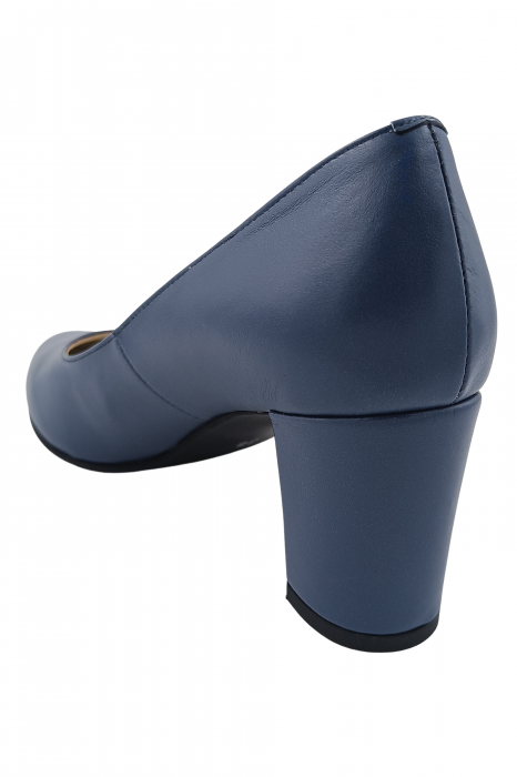 Pantofi damă eleganți, piele naturală, toc gros îmbrăcat, albastru. SANDALI [3]
