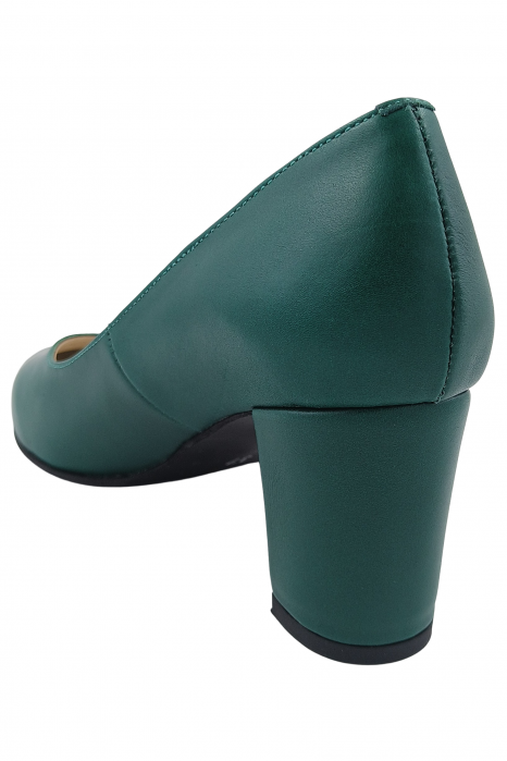 Pantofi damă eleganți, piele naturală, toc gros îmbrăcat, verde. SANDALI [3]