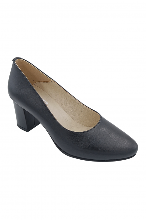 Pantofi damă eleganți, piele naturală, toc gros, negru. SANDALI [2]