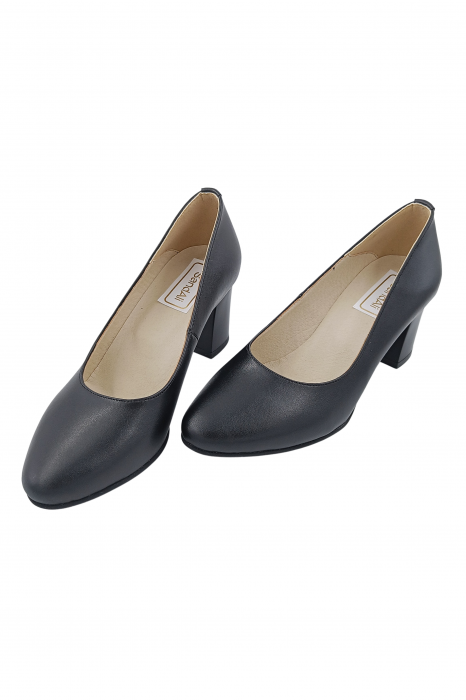 Pantofi damă eleganți, piele naturală, toc gros, negru. SANDALI [4]