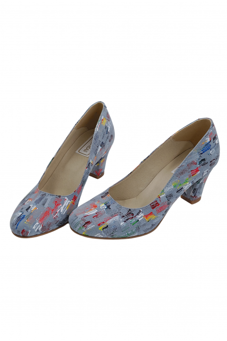 Pantofi damă eleganți, piele naturală, toc mediu gros îmbrăcat, bleo picasso, SANDALI [4]