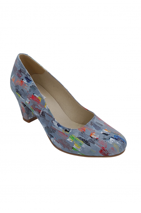 Pantofi damă eleganți, piele naturală, toc mediu gros îmbrăcat, bleo picasso, SANDALI [2]