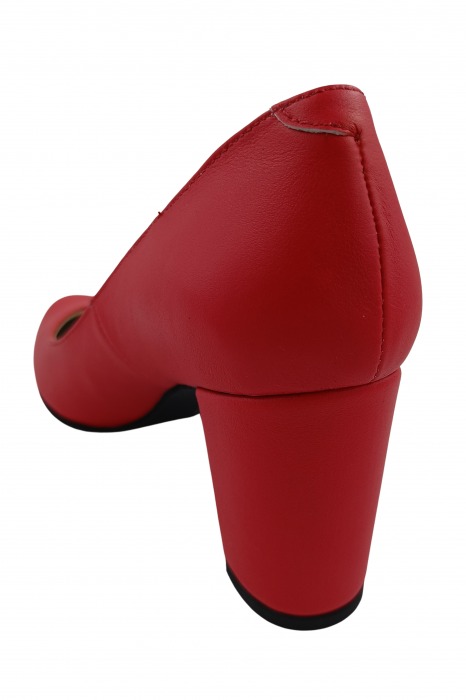 Pantofi damă eleganți, piele naturală, toc mediu gros îmbrăcat, roșu, SANDALI [3]