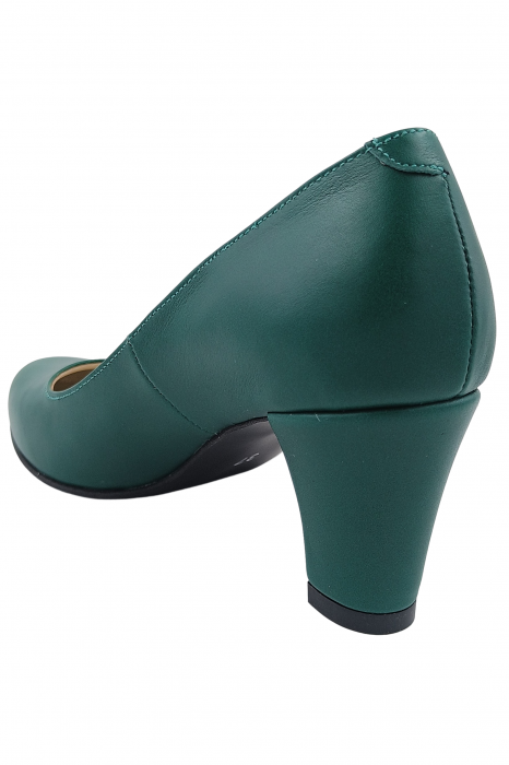 Pantofi damă eleganți, piele naturală, toc mediu gros îmbrăcat, verde, SANDALI [3]