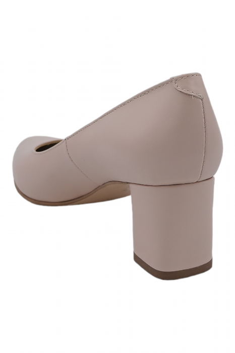 Pantofi damă eleganți, piele naturală, vârf migdalat, toc gros îmbrăcat, bej. SANDALI [3]