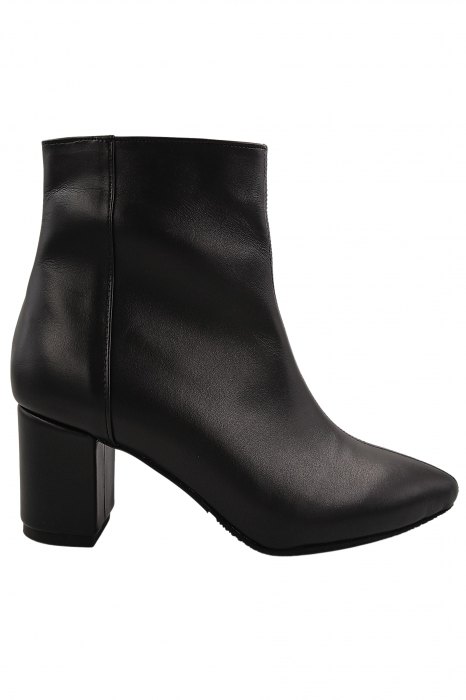 Botine damă eleganți, piele naturală, vârf ascuțit, toc gros, negru, 38 [1]