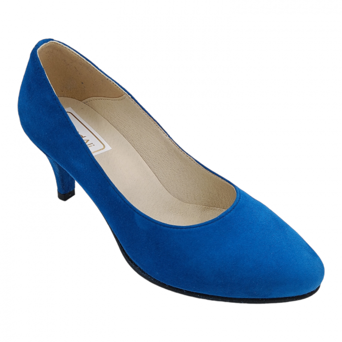 Pantofi damă eleganți, piele naturală velur, toc cui, albastru. SANDALI [2]