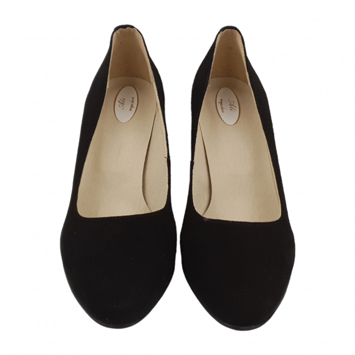 Pantofi damă eleganți, piele naturală velur, toc cui, negru. SANDALI [3]