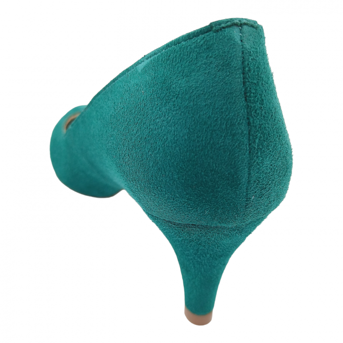 Pantofi damă eleganți, piele naturală velur, toc cui, verde. SANDALI [3]