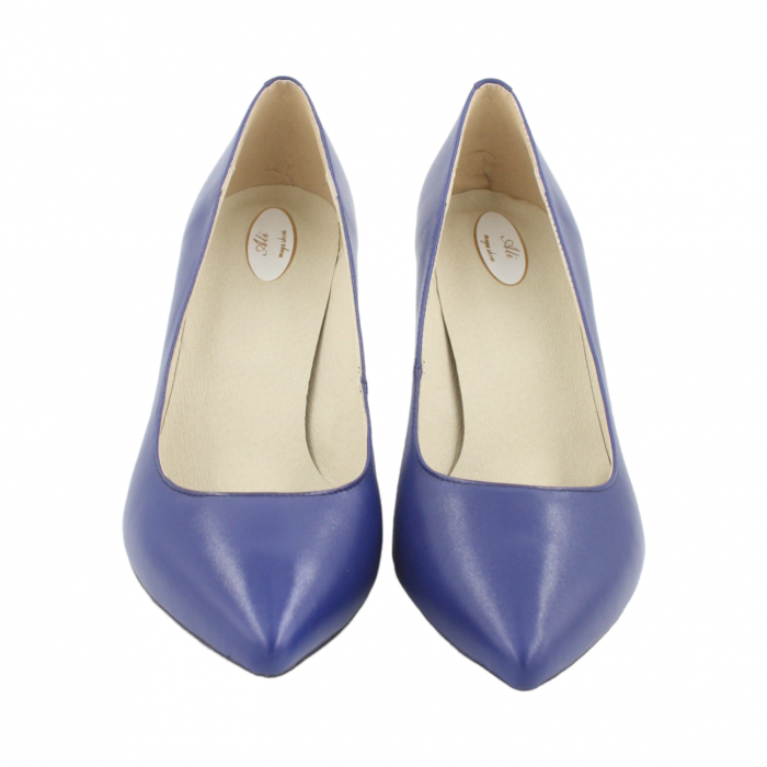 Pantofi damă eleganți, stiletto, piele naturală, toc cui, albastru, Sandali [2]
