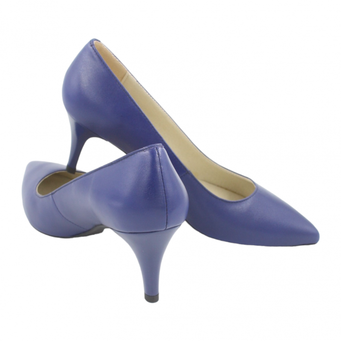 Pantofi damă eleganți, stiletto, piele naturală, toc cui, albastru, Sandali [3]