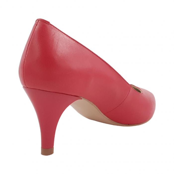 Pantofi damă eleganți, stiletto, piele naturală, toc cui, roșu, Sandali [2]