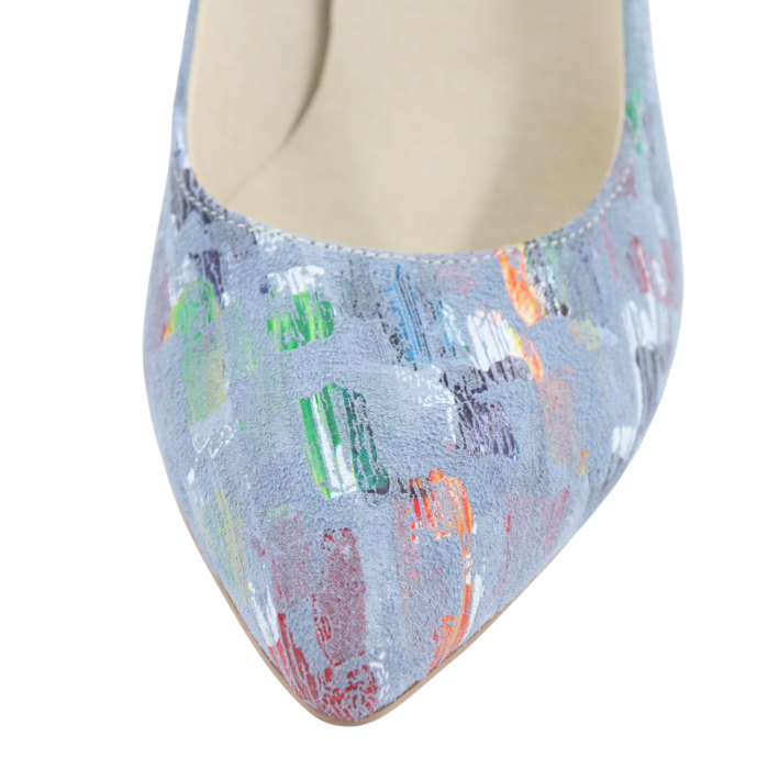 Pantofi damă eleganți, stiletto, piele naturală, toc gros îmbrăcat, bleo pictat, Sandali [3]