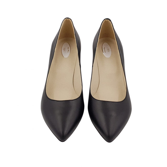Pantofi damă eleganți, stiletto, piele naturală, toc gros îmbrăcat, picasso, negru, Sandali [3]