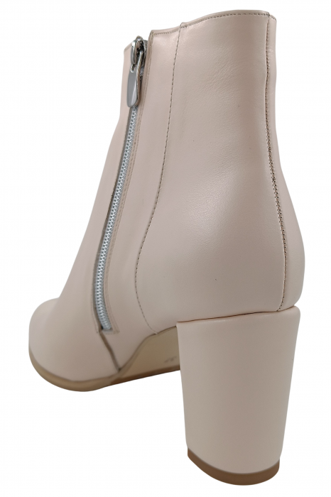 Botine damă eleganți, piele naturală, vârf migdalat, toc gros, bej, 37 [3]