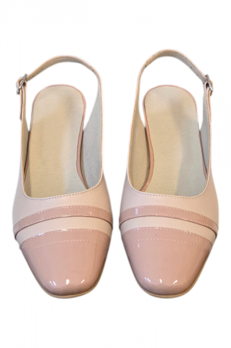 Sandale dama, piele box, piele lacuita, toc gros, bej, 37;39 [4]