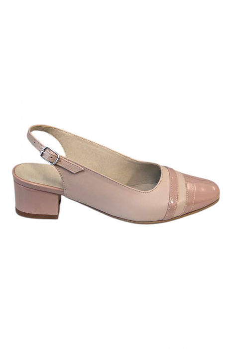 Sandale dama, piele box, piele lacuita, toc gros, bej, 37;39 [1]