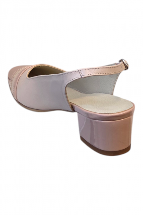 Sandale dama, piele box, piele lacuita, toc gros, bej, 37;39 [3]