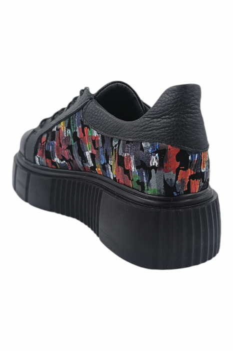 Pantofi damă fara toc, piele bizon, imprimeu picasso, negru, 38; 40 [3]