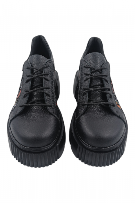 Pantofi damă fara toc, piele bizon, imprimeu picasso, negru, 38; 40 [4]