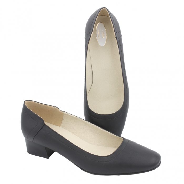 Pantofi damă, piele naturală, negru, toc mic, gros, SANDALI [3]