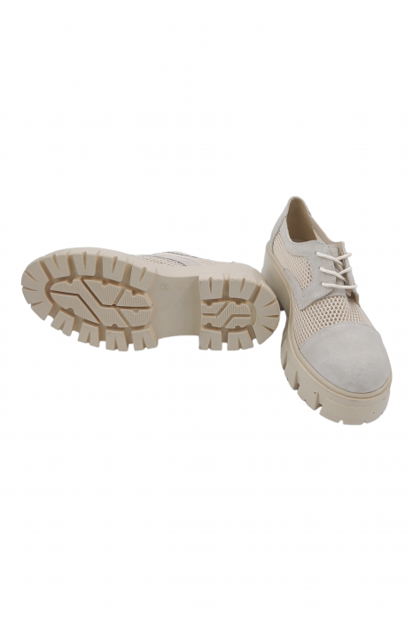 Pantofi damă, plasă, piele naturală velur, talpă cu crampoane, bej - Sandali [5]