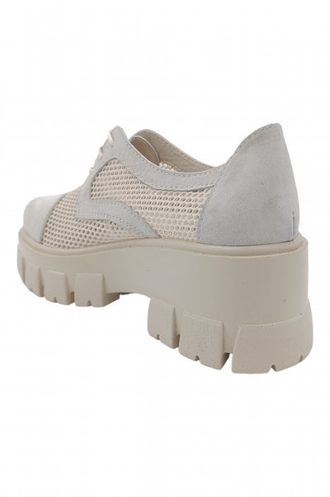 Pantofi damă, plasă, piele naturală velur, talpă cu crampoane, bej - Sandali [3]