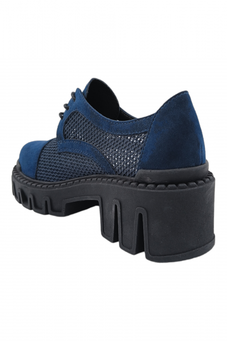 Pantofi damă, plasă, piele naturală velur, talpă cu crampoane, bleumarin, Sandali [3]