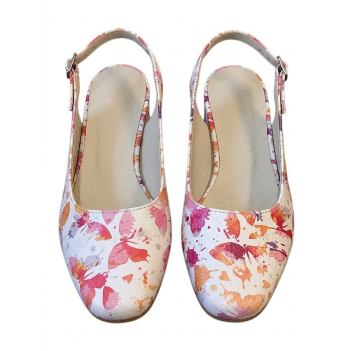 Pantofi dama slingback cu imprimeu Butterfly Bloom, varf patrat, toc 4 cm [5]