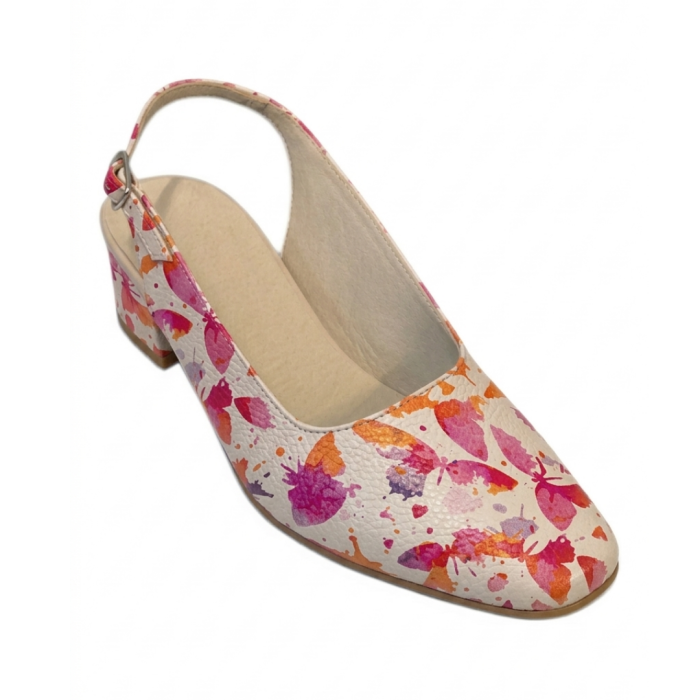 Pantofi dama slingback cu imprimeu Butterfly Bloom, varf patrat, toc 4 cm [2]