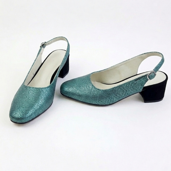 Pantofi slingback damă piele – Emerald Metallic [5]