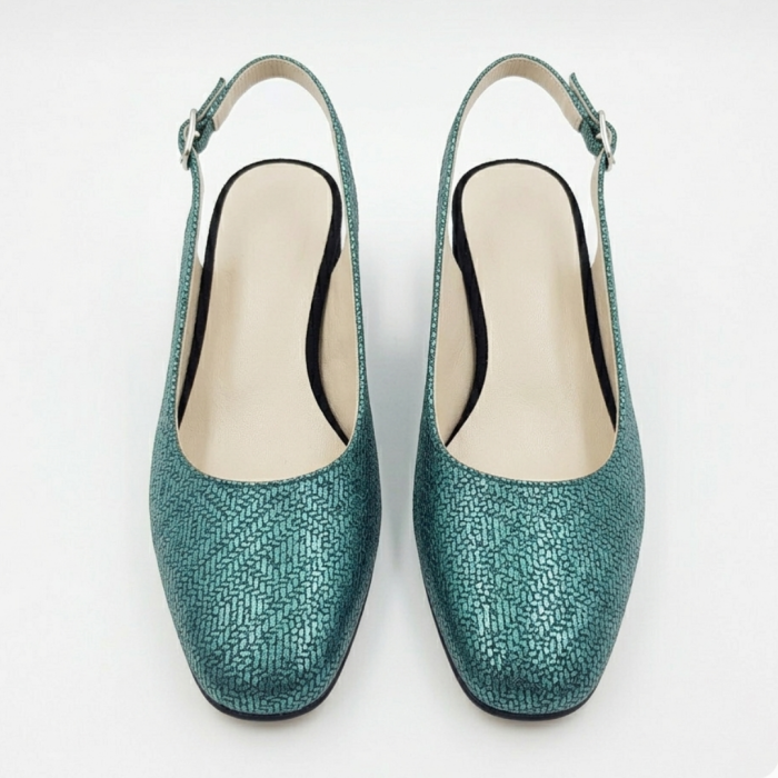 Pantofi slingback damă piele – Emerald Metallic [4]