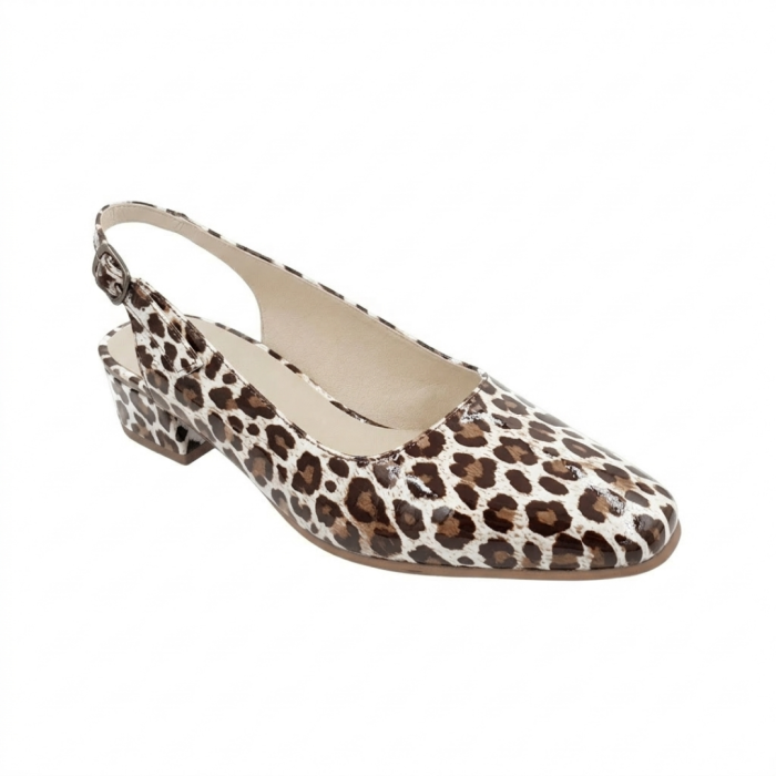 Pantofi slingback damă piele – Leopard Lacuit [2]
