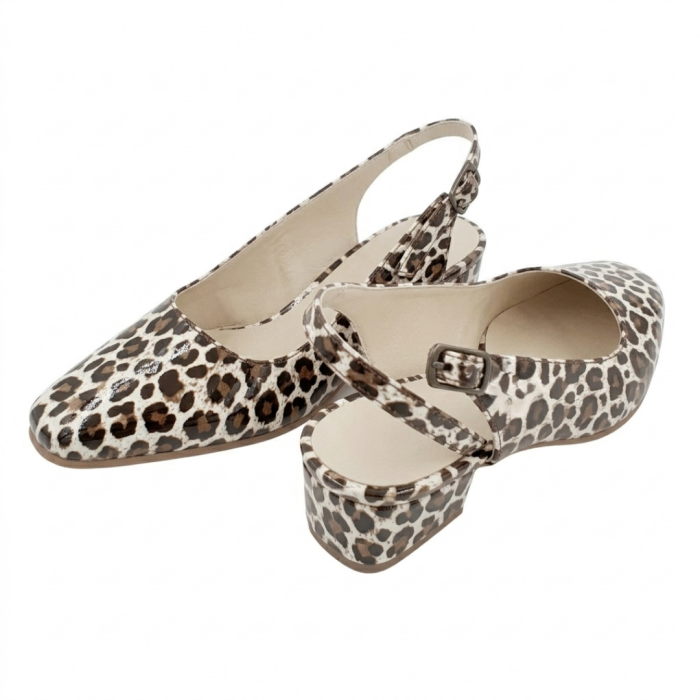 Pantofi slingback damă piele – Leopard Lacuit [5]