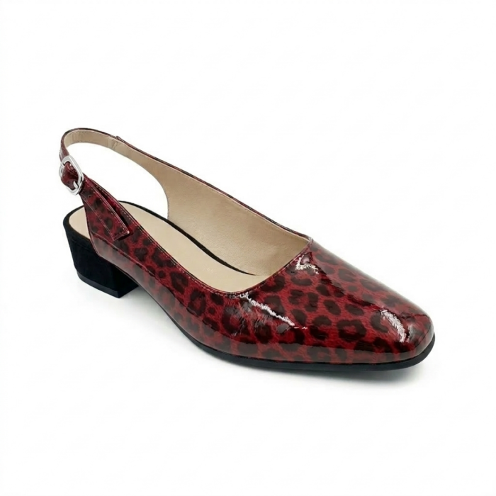 Pantofi slingback damă piele – Leopard Roșu Lacuit [2]