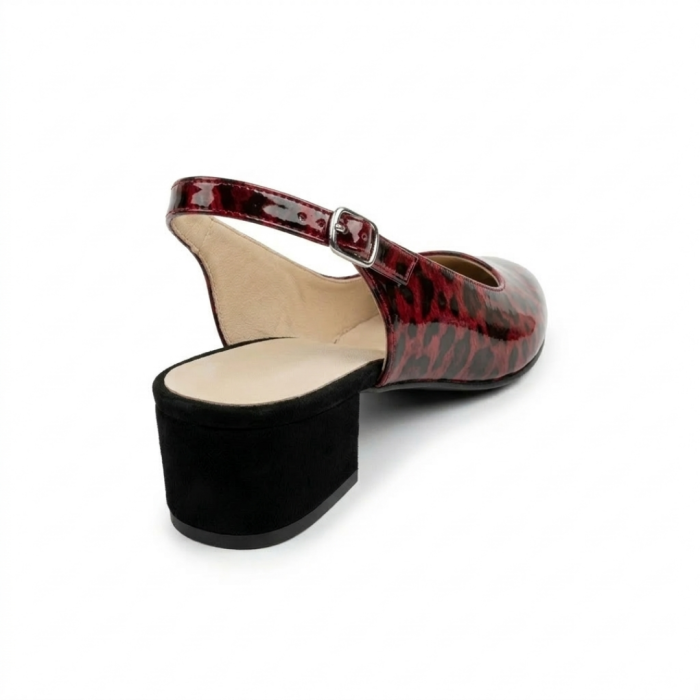 Pantofi slingback damă piele – Leopard Roșu Lacuit [3]