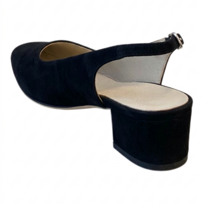 Pantofi Damă Slingback Negri din Piele Întoarsă – Toc 4 cm [5]