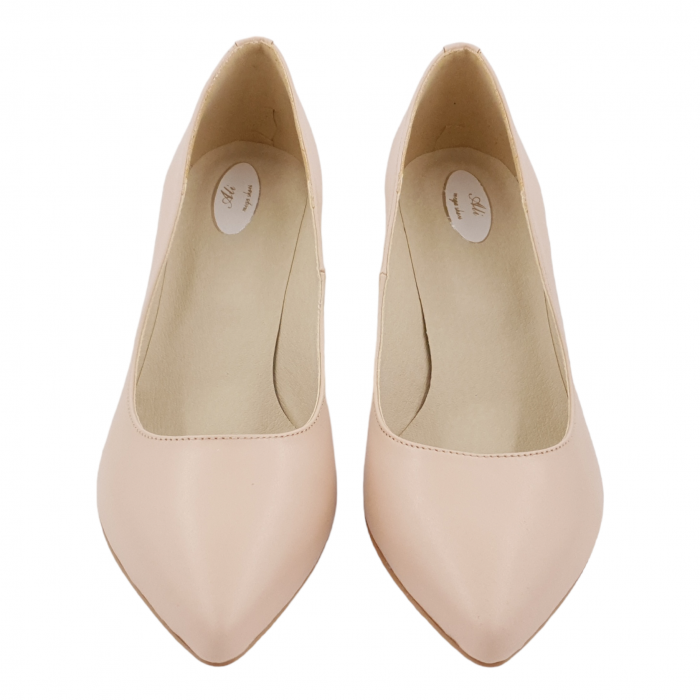 Pantofi damă, stiletto, piele naturală box, toc cui, bej-roz, SANDALI [3]
