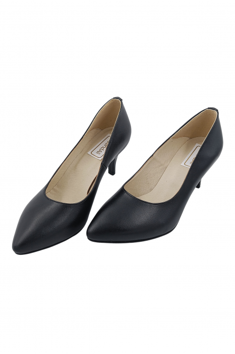 Pantofi damă, stiletto, piele naturală box, toc cui, negru, SANDALI [4]