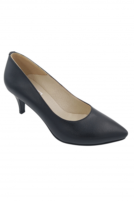 Pantofi damă, stiletto, piele naturală box, toc cui, negru, SANDALI [2]
