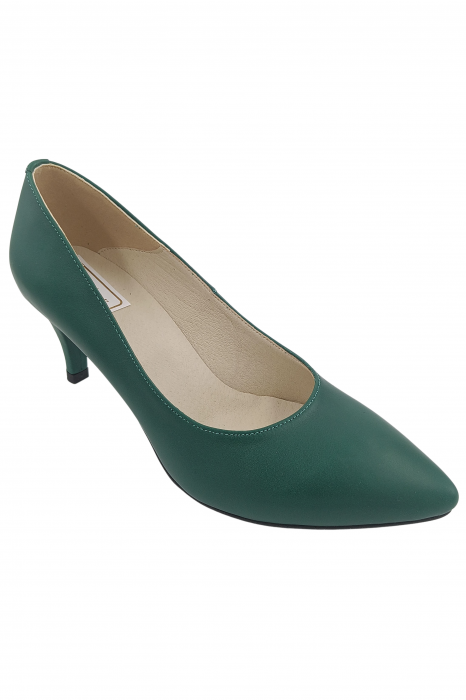 Pantofi damă, stiletto, piele naturală box, toc cui, verde, SANDALI [2]