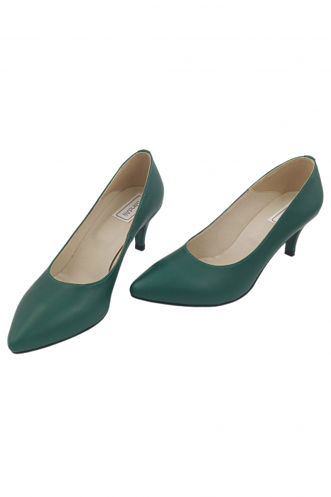 Pantofi damă, stiletto, piele naturală box, toc cui, verde, SANDALI [4]