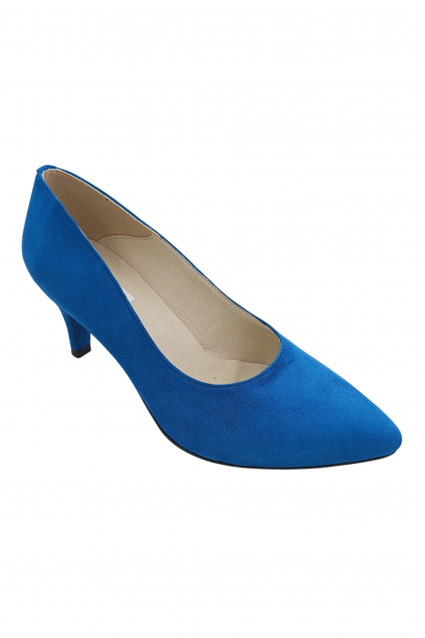 Pantofi damă, stiletto, piele naturală velur, toc cui, albastru, SANDALI [2]